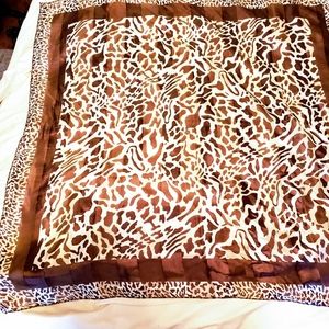 Vintage Brown ANIMAL Print Scarf 36" Bandana mask